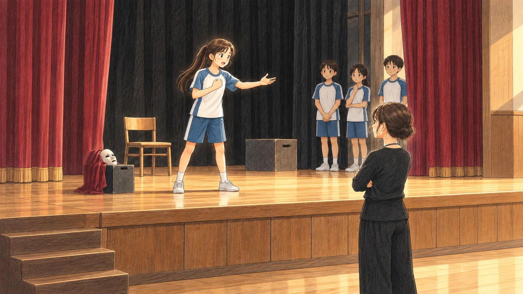 校園舞台上的戲劇排演